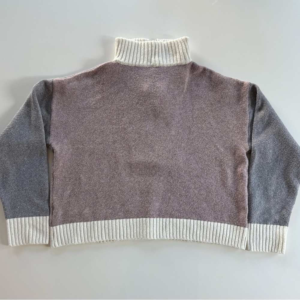 Stories~ 1/4 Zip Sweater~Women’s Med~Bloc Color~Cream/Gray/Mauve~Oversized~Cozy - Picture 3 of 11